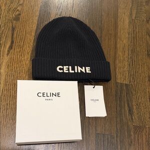 Celine Black Ribbed Beanie